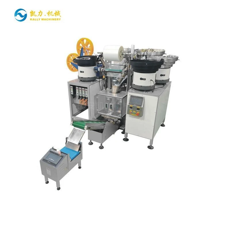 5-Bowl Automatic Counting And Packaging Machine With Customized Velcro Cutting System | Multi-Material Hardware & Plastic Parts Packing Solution factory
